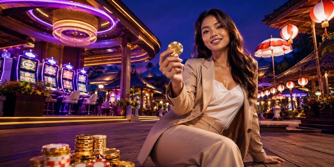 Meja taruhan casino didekorasi lampion warna-warni khas perayaan Asia